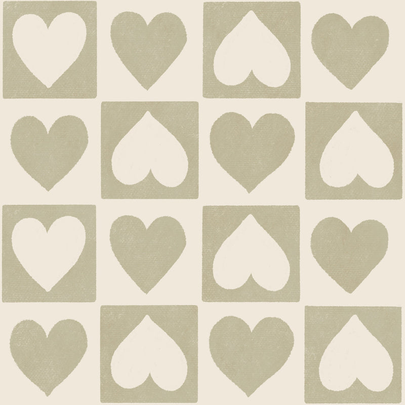 Reveal Wallpaper CheckeRöd Hearts - Pistachio – designstark produkt för ett vackrare och mer personligt hem