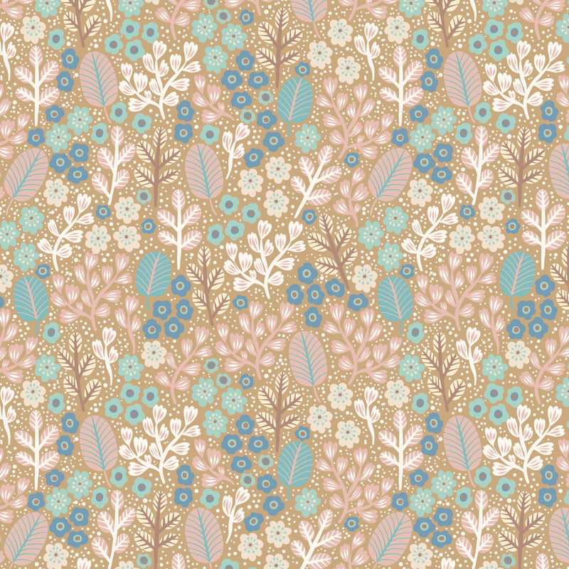 Reveal Wallpaper Blomsterbädd - Ockra – designstark produkt för ett vackrare och mer personligt hem
