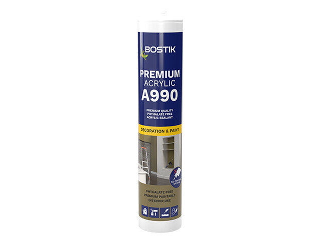 Bostik A990 Premium Acrylic - 300ml    Akrylfog av hög kvalitet och miljöprofil.