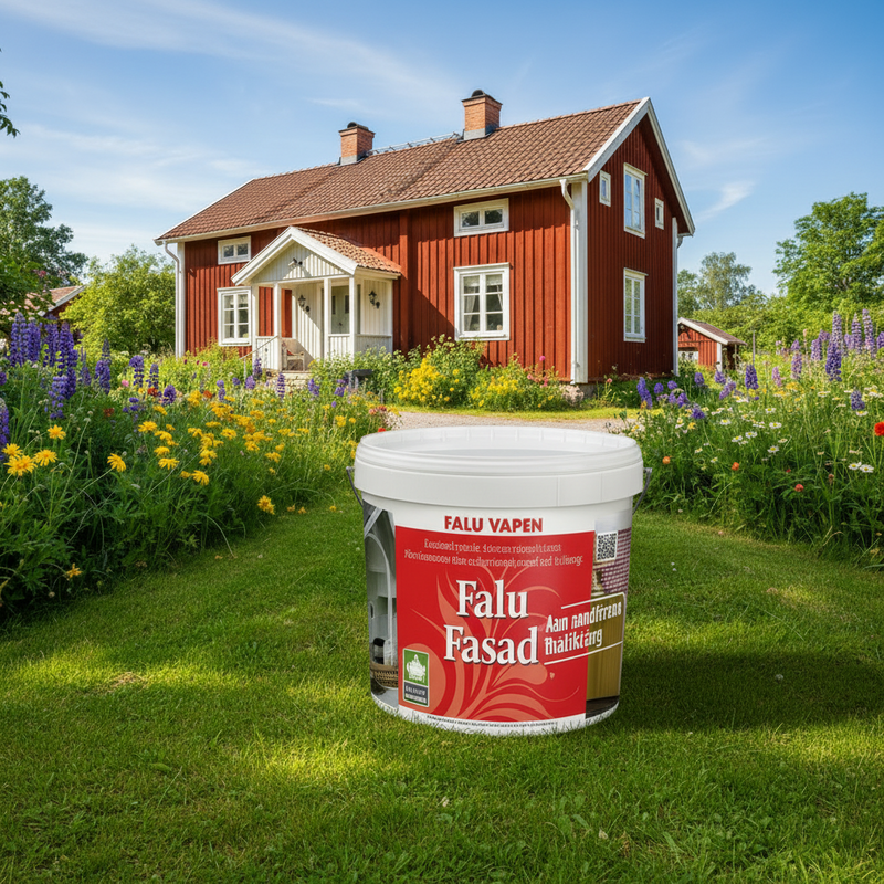 Falu Vapen Fasad, den moderna rödfärgen  för den som vill ge sin fasad lång hållbarhet.