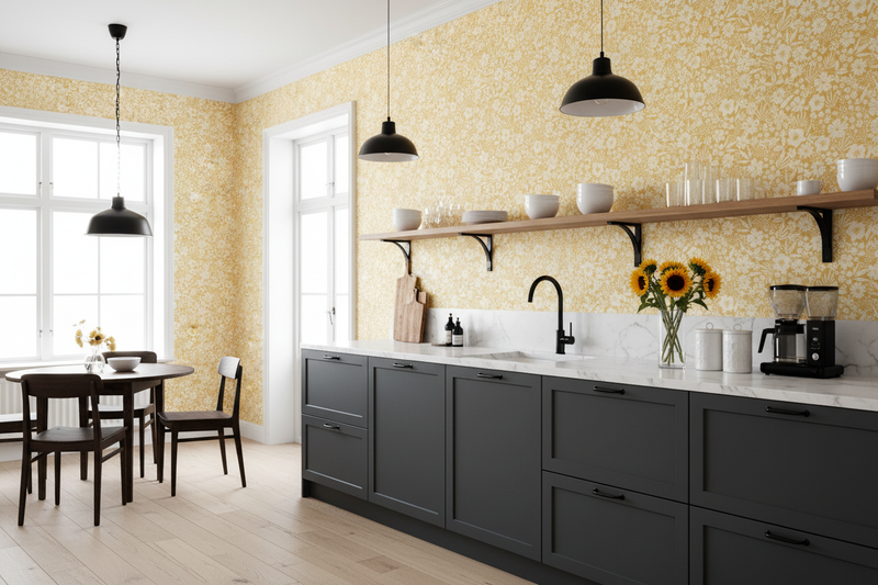 Reveal Wallpaper Joanie - Half Drop - Sunny – designstark produkt för ett vackrare och mer personligt hem