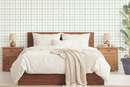 Lantligt sovrum med Groovy Gingham tapet