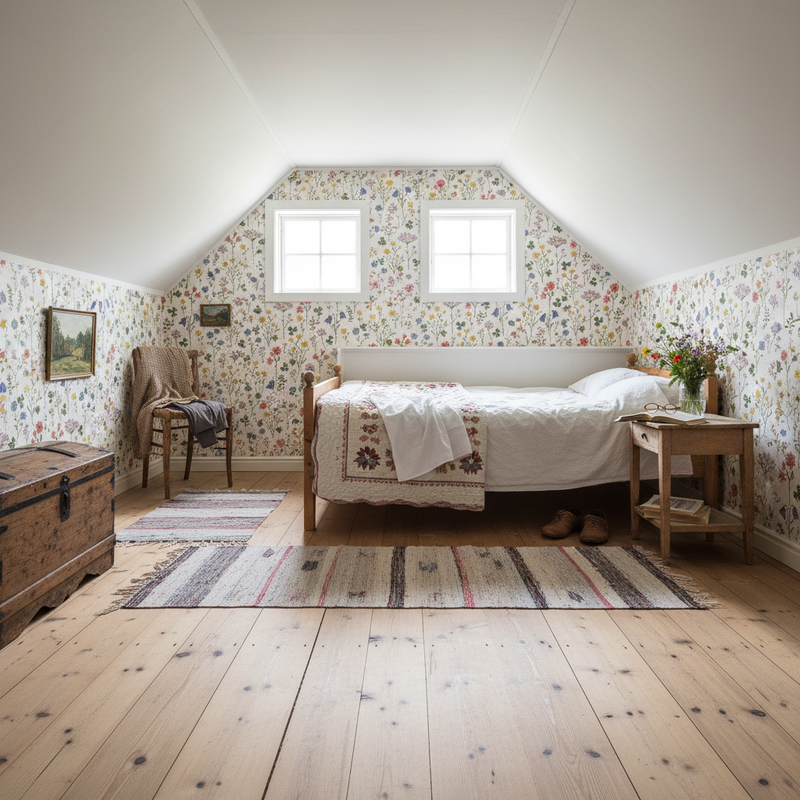 Sommaräng Sommar - Ljus tapet med vilda blommor i minimalistisk design