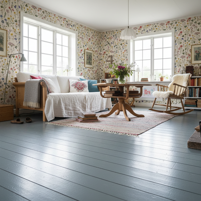 Sommaräng Sommar - Ljus tapet med vilda blommor i minimalistisk design