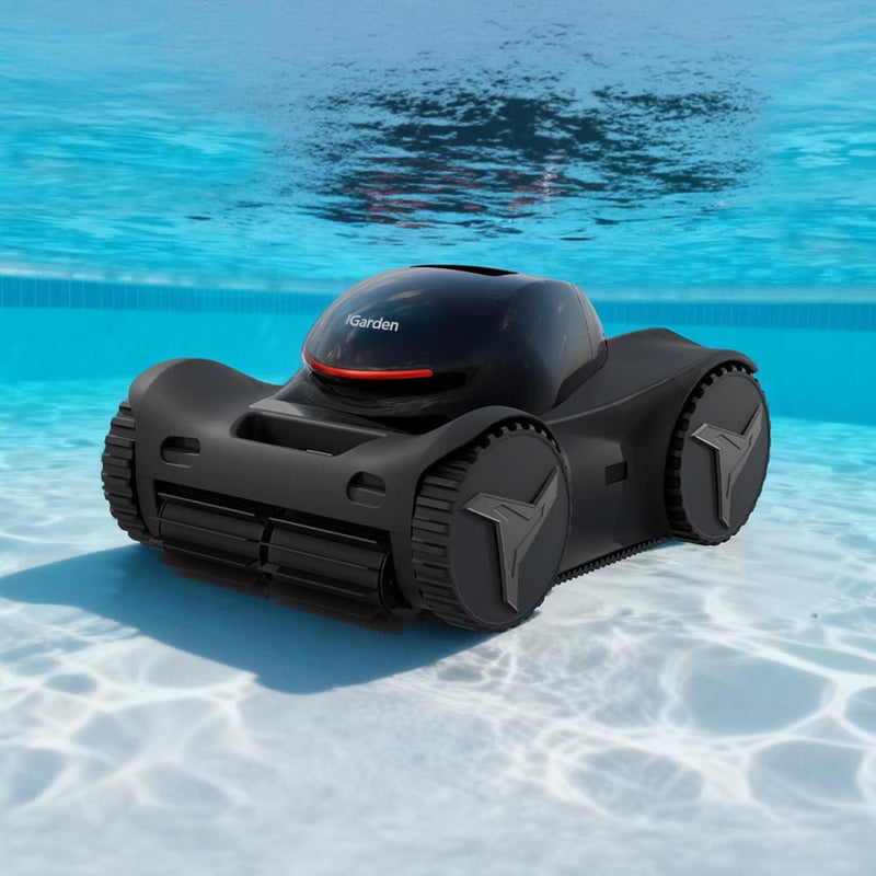 Poolroboten iGarden M1-serien tar poolunderhållet till en ny nivå.&nbsp; Undervattensbild på roboten.