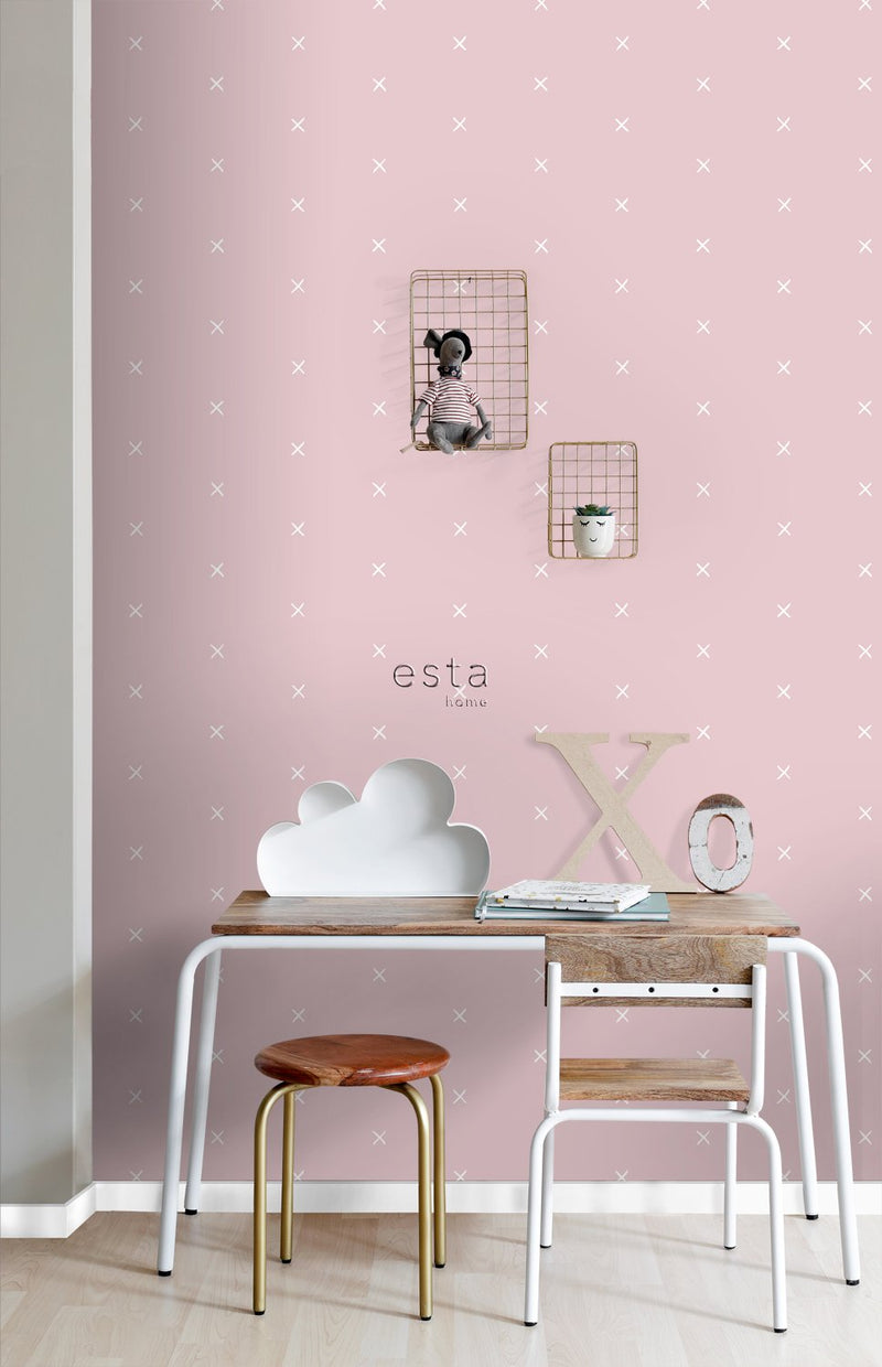 ESTAhome tapet grafiskt motiv - rosa - Hemmavid.se