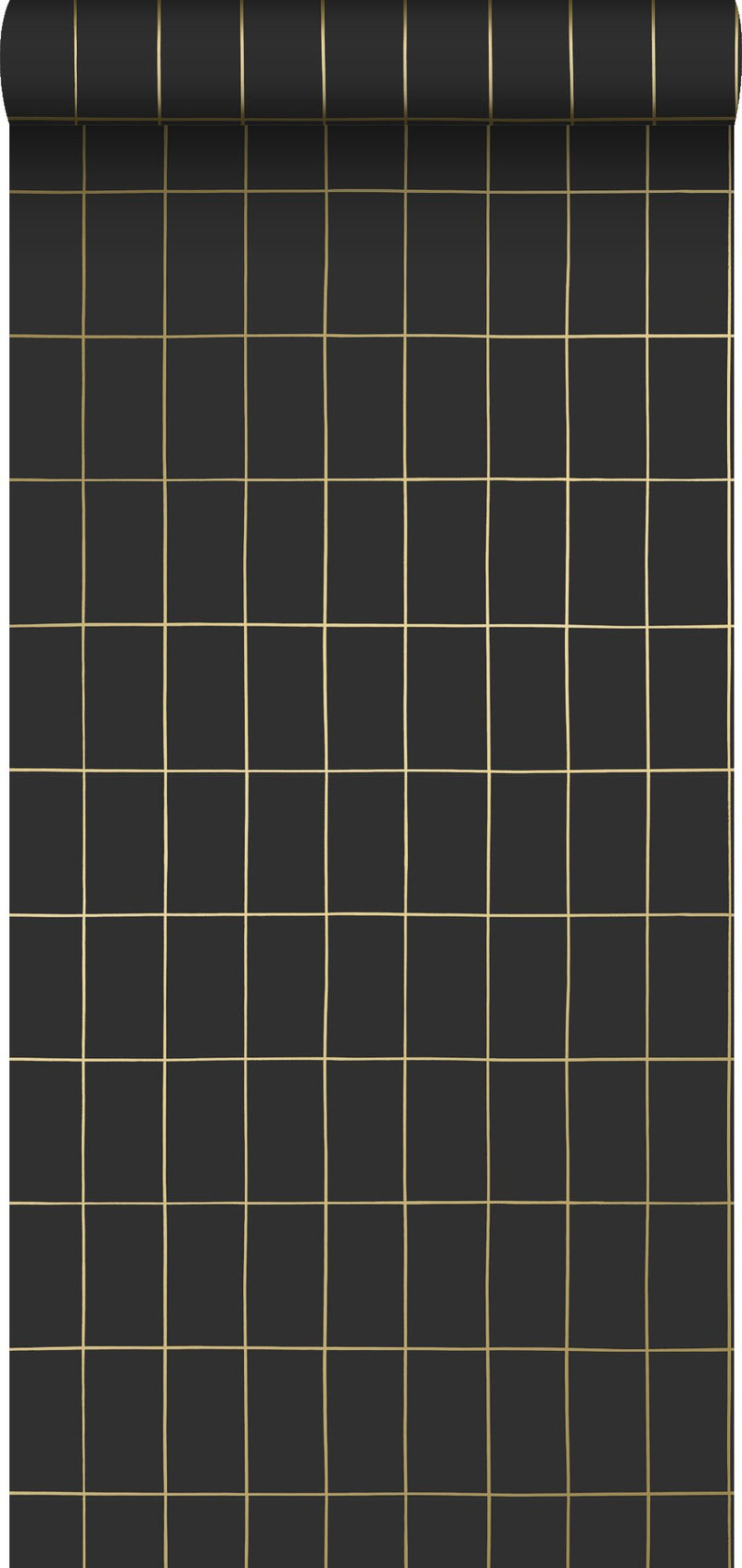 ESTAhome tapet små plattor svart och guld - Hemmavid.se