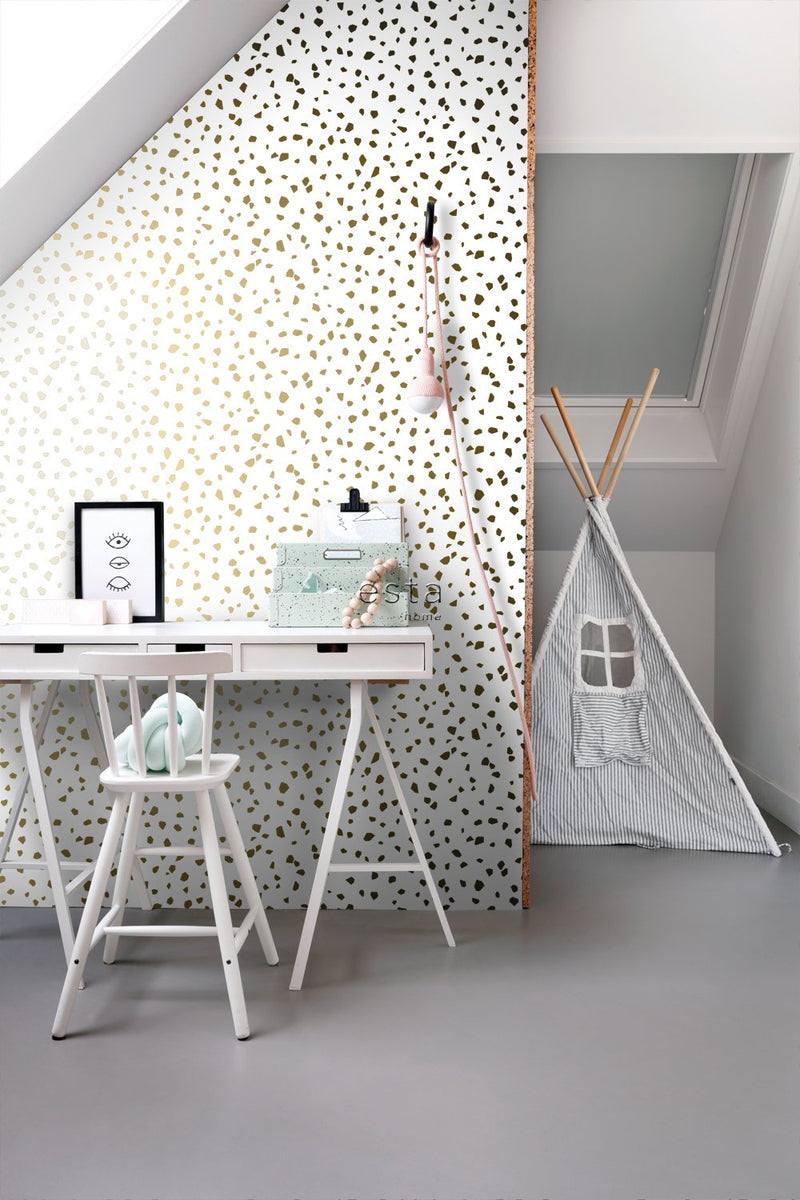 ESTAhome tapet terrazzo - vitt och guld - Hemmavid.se