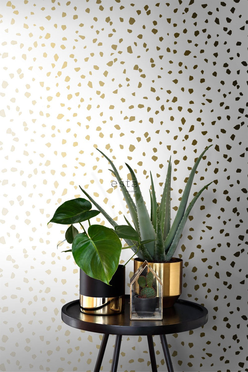 ESTAhome tapet terrazzo - vitt och guld - Hemmavid.se