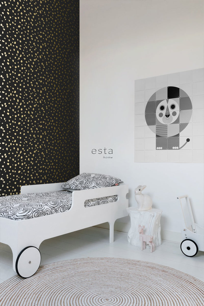 ESTAhome tapet terrazzo svart och guld - Hemmavid.se