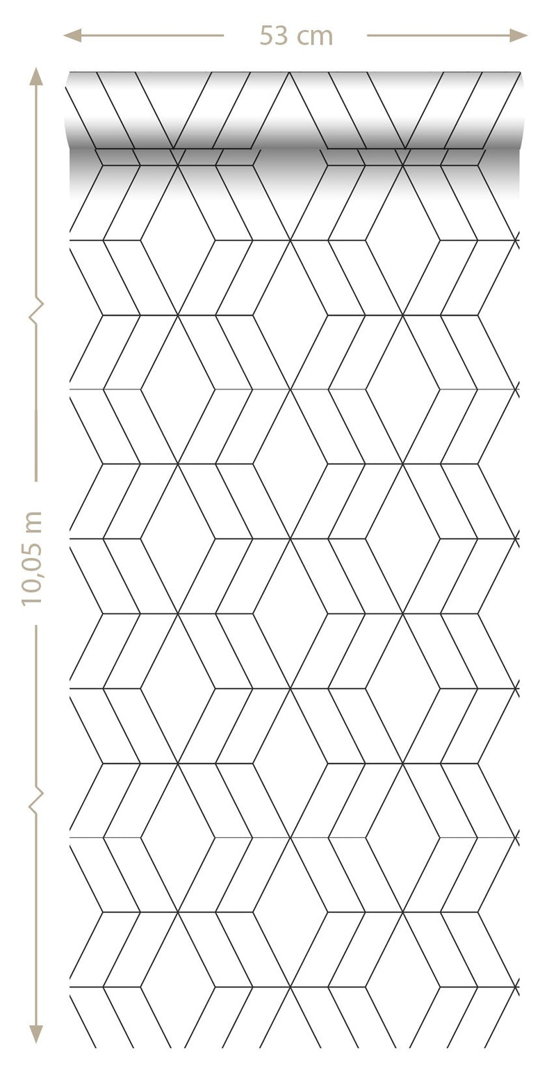 ESTAhome tapet art deco - vitt och svart - Hemmavid.se