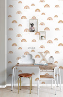 ESTAhome tapet regnbågar röd, rosa och beige  på Hemmavid.se