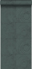 Origin tapet tvärsnitt trädstammar - smaragdgrönt - Hemmavid.se