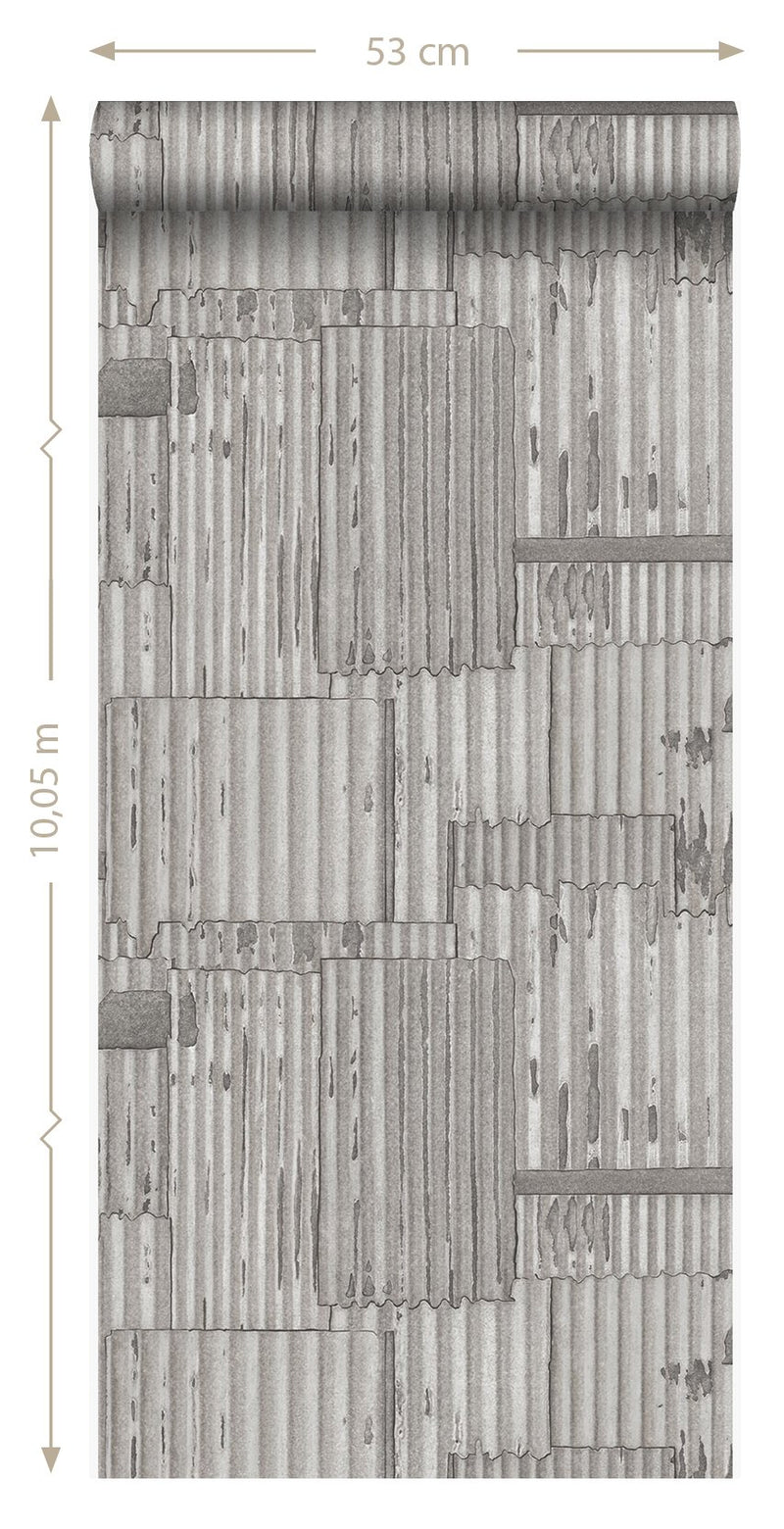 Origin tapet industriell plåt 3D - ljusgrått - Hemmavid.se