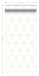 Origin tapet grafiska trianglar - vitt och guld - Hemmavid.se