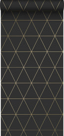 Origin tapet grafiska trianglar - svart och guld - Hemmavid.se