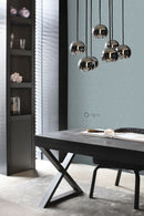 The Design Department Origin tapet grafiska trianglar - vintage gråblått – mönstrad tapet för elegant väggdekoration