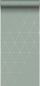 Origin tapet grafiska trianglar - grågrönt - Hemmavid.se