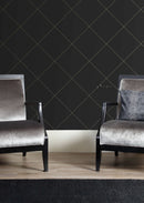 Origin tapet grafiska linjer -  svart och guld - Hemmavid.se