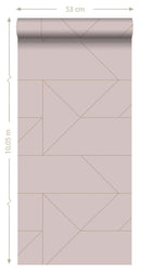 Origin tapet grafiska linjer -  antikrosa och guld - Hemmavid.se