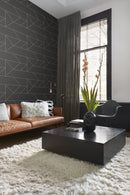 Origin tapet grafiska linjer -  svart och guld - Hemmavid.se