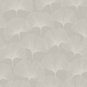 The Design Department Origin tapet gingkoblad - glänsande varmt grått – mönstrad tapet för elegant väggdekoration