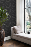 Origin tapet kranfåglar - mörkgrått - Hemmavid.se