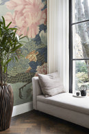 Origin fototapet påfågel och pioner - rosa & blått - Hemmavid.se