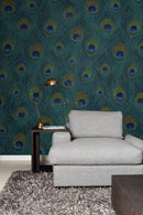 Origin fototapet påfågelfjädrar - havsgrönt - Hemmavid.se